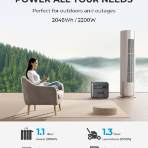 Bluetti Portable Generator 2200W With 350W Solar Panel Included, AC200MAX 2048Wh Solar Generator W/ 4 2200W AC Outlets, Expandable to 8192Wh for Home Backup