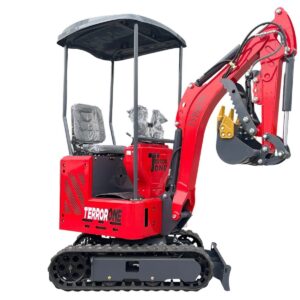TYPHON TERROR ONE STORM Mini Excavator 1 Ton Trench Digger with Canopy, Hydraulic Oil Cooler, Hydraulic Thumb Clip, Bucket, 13.5hp B&S Gas Engine USA